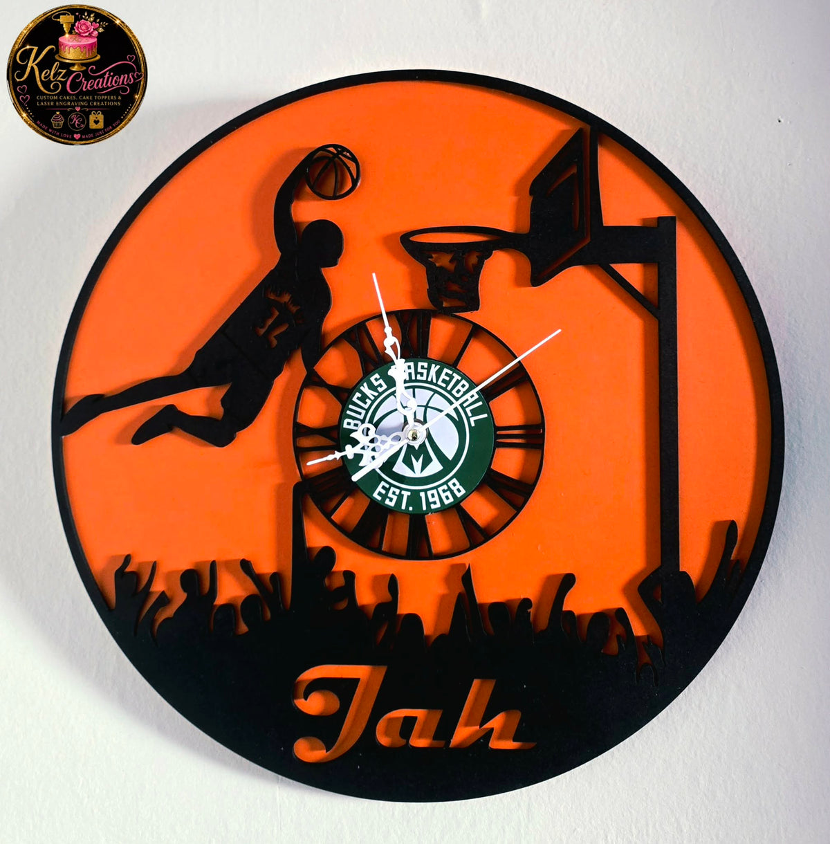 Personalised Laser Cut Wooden Basketball Clock