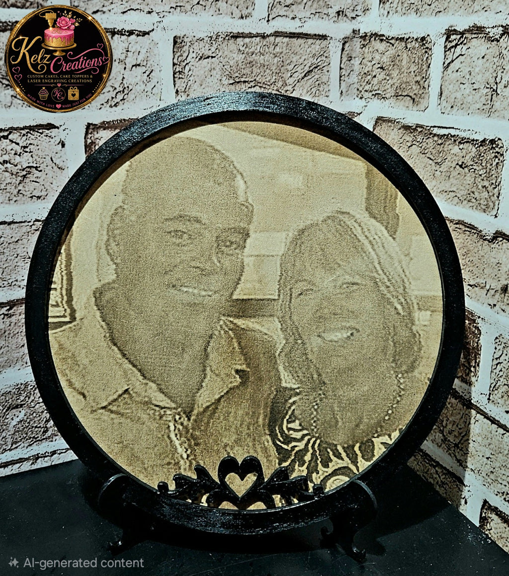 Laser engraved photo wall piece