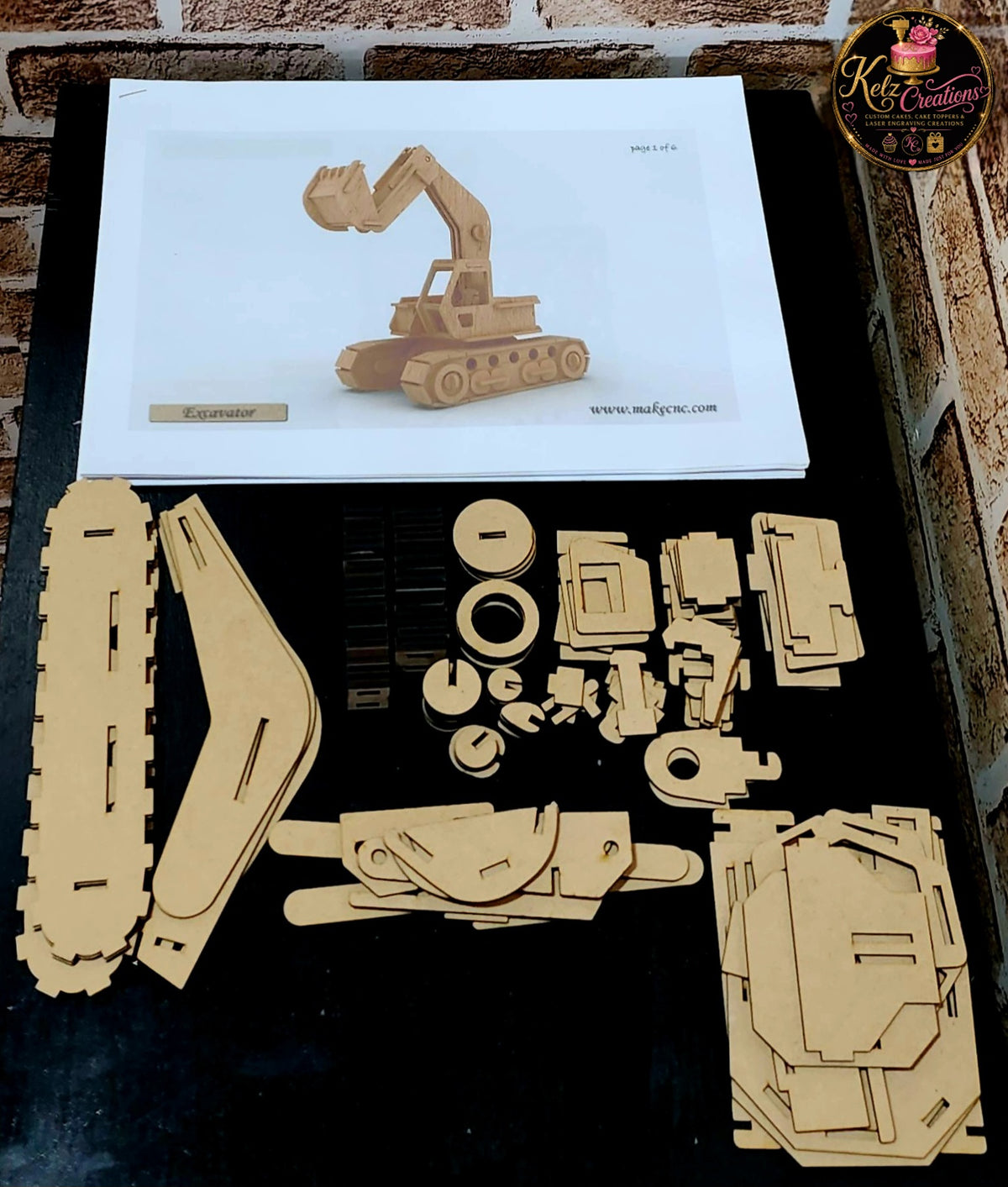 Personalised 3D Puzzle.. Wooden Laser Cut Digger