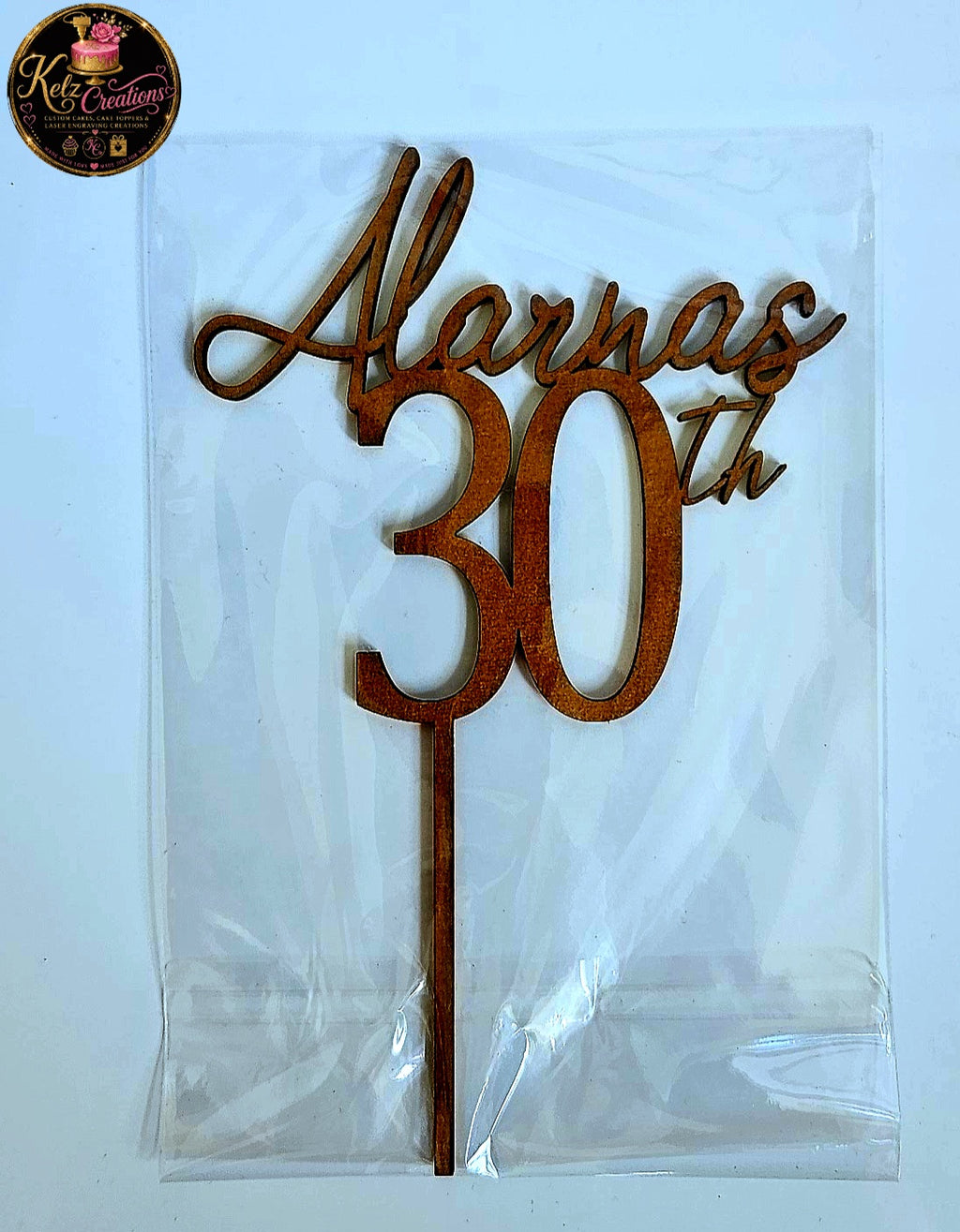 Custom wooden laser cut cake topper