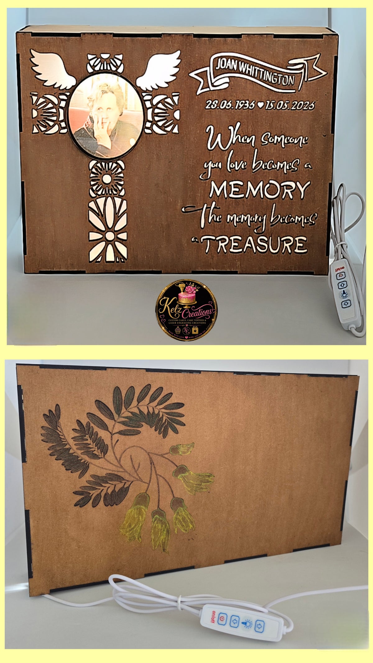 Laser cut Memorial Light Box
