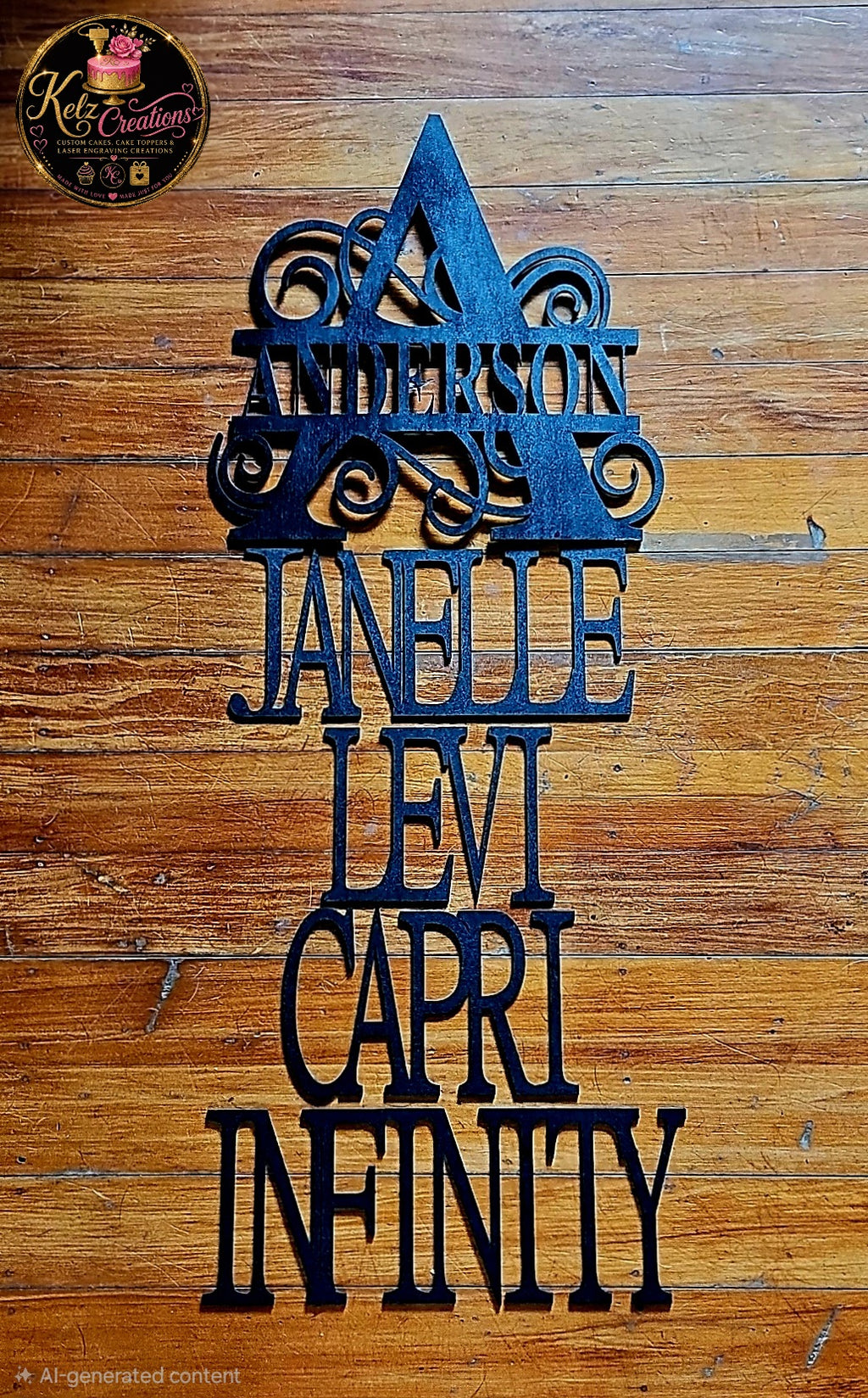 Single layer name wall piece