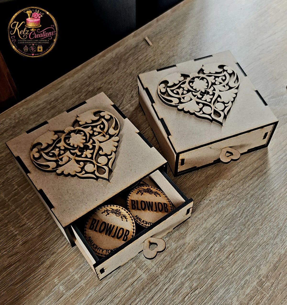 Personalised Wooden Token Set | 12 Tokens in Storage Box