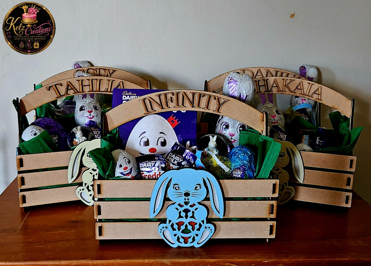 Personalised Laser Engraved Wooden Easter Basket