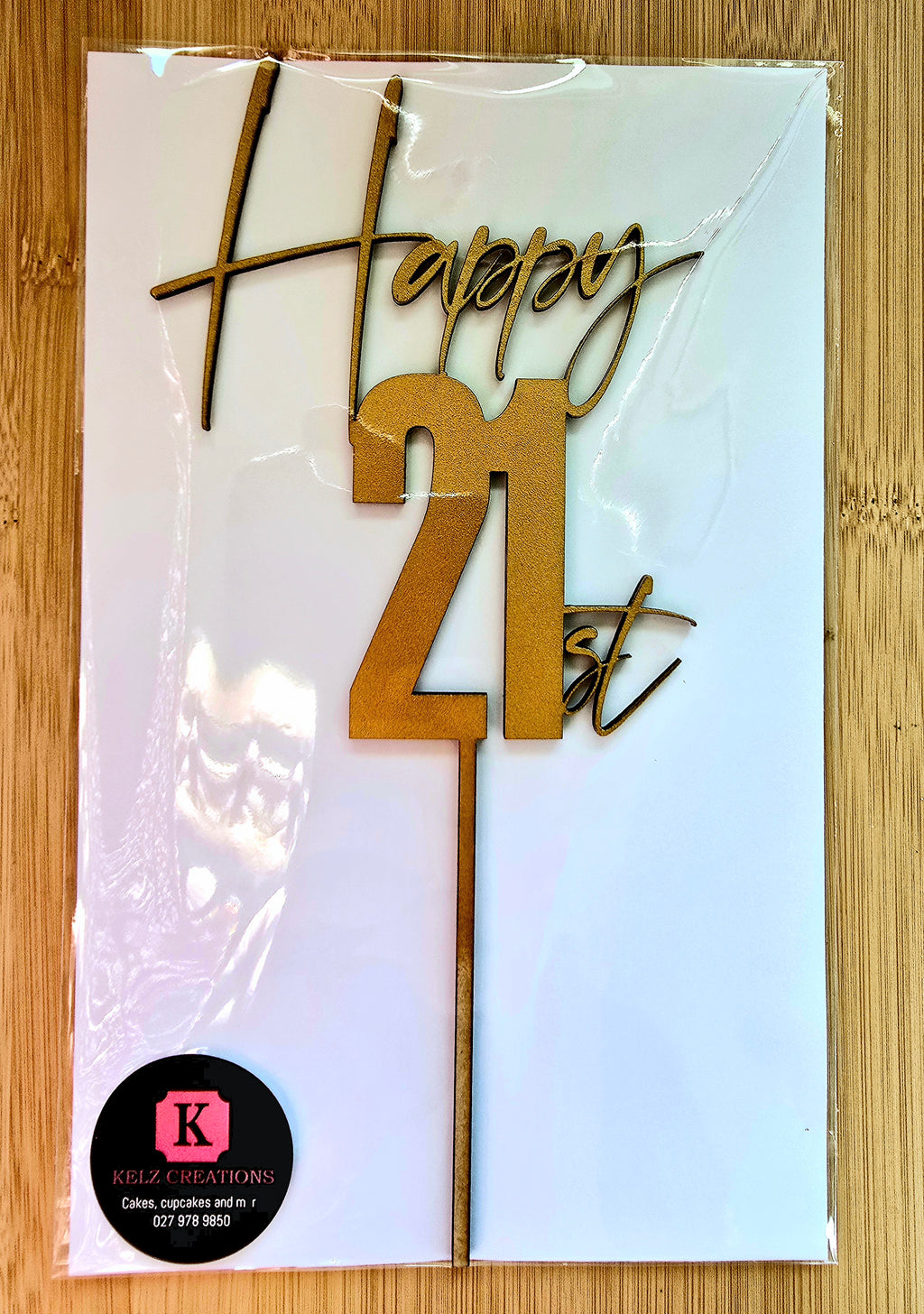 Custom wooden laser cut cake topper