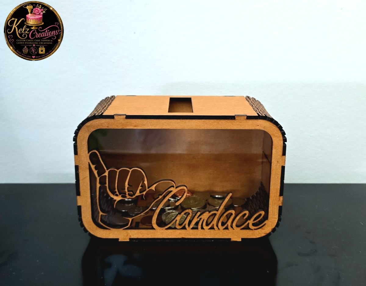 Personalised Laser Cut Wooden Money Box